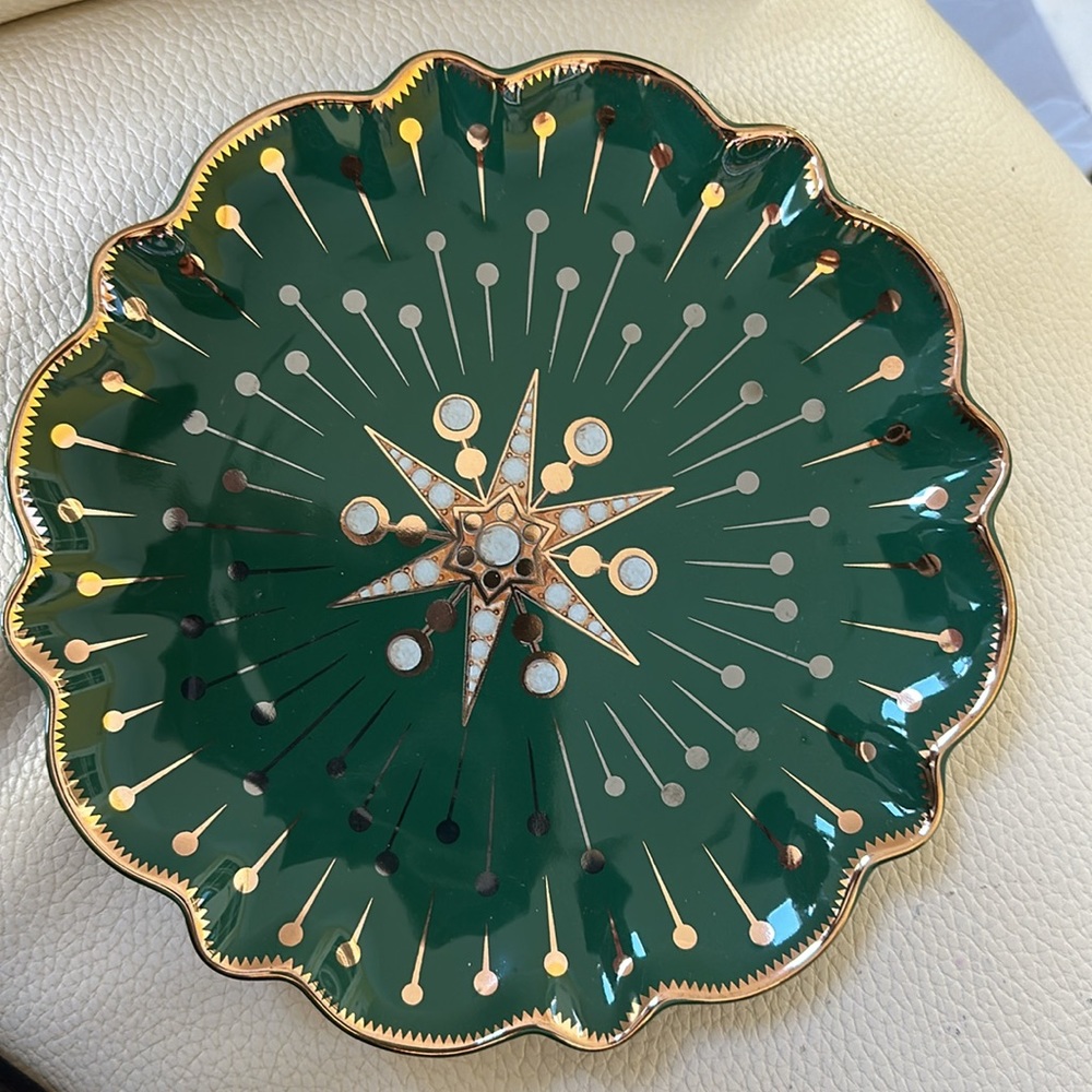 Anthropologie Catherine Martin Starry Night Dessert Plate NWT Green 2 Available - Picture 7 of 7